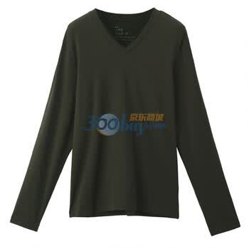 Giordano佐丹奴 T恤 男G-Warmer V领长袖T恤 01021604 绿色 L