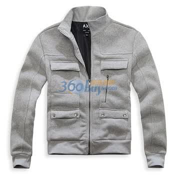 摩基斯AXE男装春装新品 时尚休闲双贴兜拉链夹克外套新款D0060310 深灰色 XL