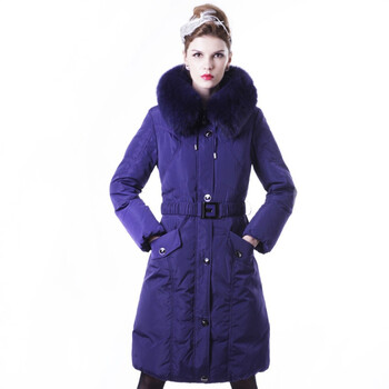 玛汐 Maxchic 2012 新款羽绒服女款冬新款蓝狐大毛领中长款超保暖加厚羽绒服女款 D11251S10M 紫色 XL