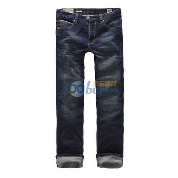 [热卖]七匹狼SWJEANS 个性褶皱休闲时尚牛仔裤 171180403551 深蓝 34