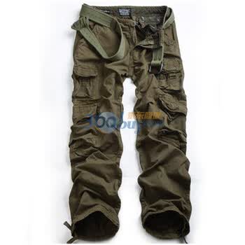 麻吉MATCH 冬季新品男士多口袋加厚休闲长裤 6325 军绿色 5XL