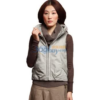 Inman茵曼2011冬装罗纹拼接修身分割马甲JC20093 白色 L