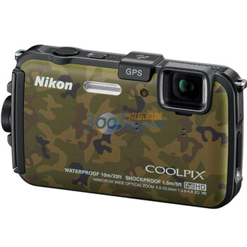 尼康（Nikon） COOLPIX aw100s 便携数码相机 迷彩色（1602万像素 3寸屏 5倍光变 28mm广角 GPS）