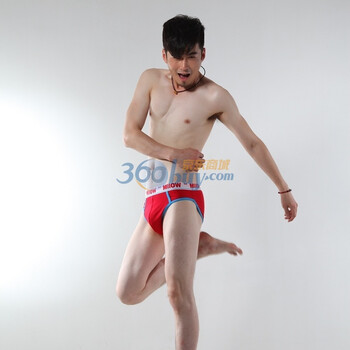 猫人 新款全棉炫色LOGO橡筋三角男裤 F114109 红色 XXXL