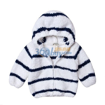 dave&bella 春款新品 超柔软可爱男女宝宝/婴儿服饰 条纹外套 139 白色藏青 100(4T)