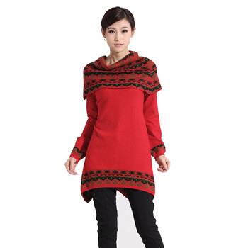 Botetang 波特唐 秋冬加大码女装针织连衣裙子HJ1054 红色 XXL