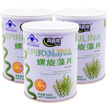 益寿堂绿色经典螺旋藻片500片3罐装