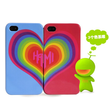 哈密瓜（hamimelon） HM342250 心心相印情侣对壳 iphone4保护套 粉蓝2件套