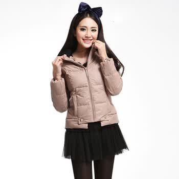 秋水伊人2011冬季新品时尚糖果色修身羽绒服614015004 粉色 XL