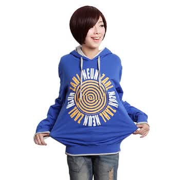 韩都衣舍 韩国卫衣【春季新品】新年春装女装连帽卫衣EQ1147 蓝色 L