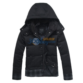 GLM男装2011冬装新品撞色收边可脱卸帽保暖羽绒服134021005 炭黑 M