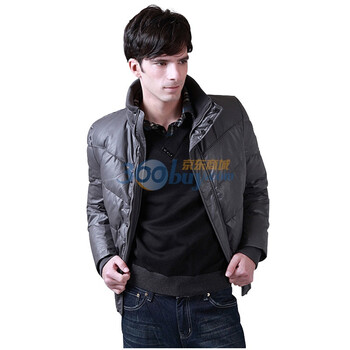 笛凡 DF 2011冬装新品 男士韩版短款皮羽绒服 深灰色 XXL