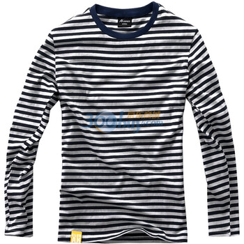 AK男装春装新品 海魂长袖T恤衫C100018 蓝灰条纹 XXL