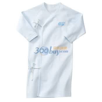 贝贝怡 四季素色贝壳 婴儿纯棉绑带长袍上衣 宝宝睡袍BB309 淡蓝 66码