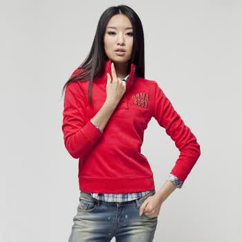 KAMA卡玛 女士长袖休闲POLO衫7311557 红色 XL