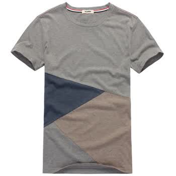 零号男 撞色几何拼接短Tee BFB0320 灰色 XXL