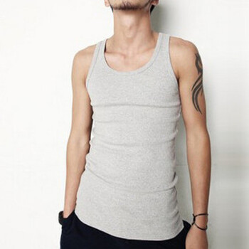 GTHOMME 2012春装新品 韩版修身 简约男式工字背心 BX05 浅灰色 XXL