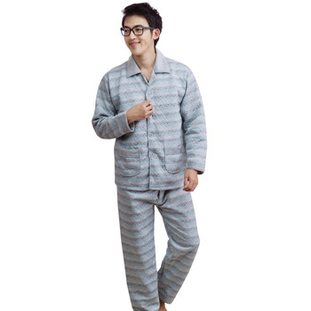 荻嘉茂 秋冬新款 针织夹层睡衣套装 6134 灰色 XXL