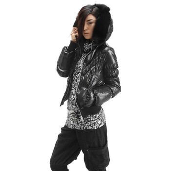 纳帕佳 Lapargay 毛领连帽长袖羽绒服L304108 黑色 L