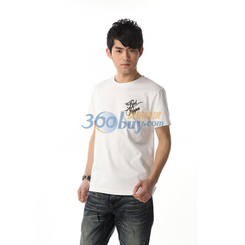 REDPEPPER时尚休闲圆领全棉背后骷髅刺绣男式T恤 白色 2XL