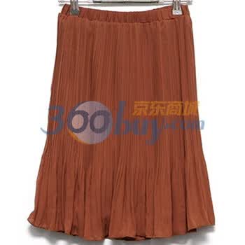 时尚起义 春韩国进口百搭多色自然束褶半身裙 女578424 棕色 one