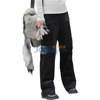 艾米 AMII 灯芯绒纯色阔腿休闲气质长裤 11120744 黑色 XL