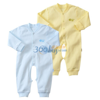 贝贝怡（bornbay） 2J130 前开扣开档爬服内衣2件组合装 淡蓝和淡黄 90码