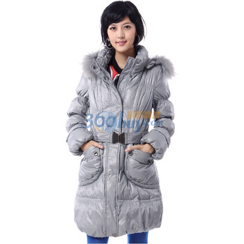 新品雅鹿女士貉子毛条细格羽绒服 ^@^LD25080 点白 XXL