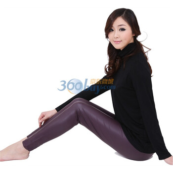 百伶妈妈2012时尚春装亚光亮面孕妇托腹打底裤11323 紫色 M
