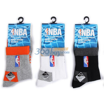 NBA精梳棉男士运动袜A213杂色三双装 均码