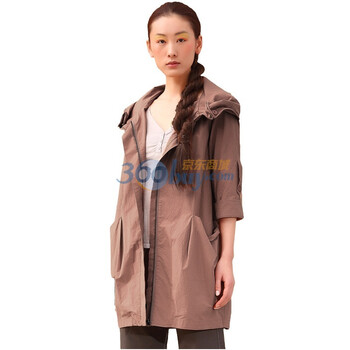 茵曼 INMAN 2012春装新款立体裁剪长款纯色纯棉风衣女外套821041008 红色 XXL