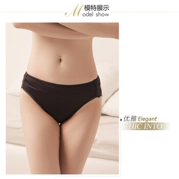 金三塔 100%桑蚕真丝内裤 女黑色性感蕾丝中腰抗菌内裤ZN003 驼色 M