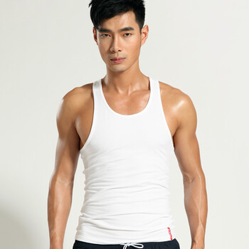 Asianbum夏季吸湿排汗男士修身纯棉背心 工字吊带运动背心 汗衫 白色 XXL