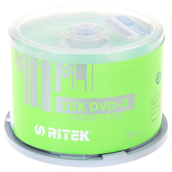 铼德（Ritek）DVD-R 16X 4.7G 专业版系列  桶装50片 刻录盘