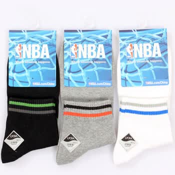 NBA精梳棉莱卡纤维男士休闲袜A231杂色3双装 尺码26-28cm