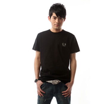 REDPEPPER时尚休闲圆领全棉暗黑翅膀刺绣男T恤 黑色 2XL