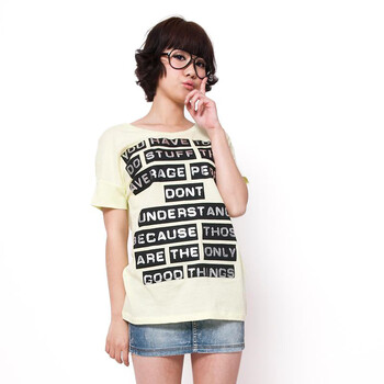 Basic House 百家好 夏装 字母休闲短袖T恤HLTS322B 黄绿色 165/68A/L