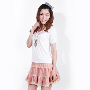 SHOPING PLAN 2012夏装新款女装韩版大码弹力修身显瘦V领短袖T恤 20003 白色 L