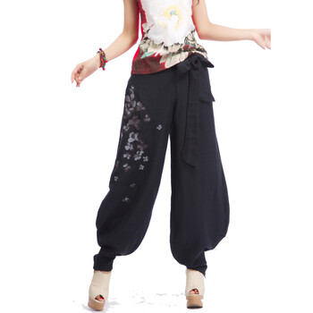 SPGIRL 沐月系列民族风蝴蝶图案长裤SP012363 红色 XL