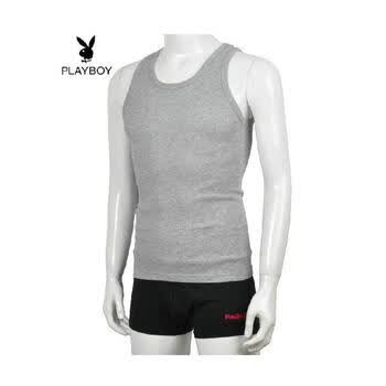 花花公子PLAYBOY男士纯棉罗纹背心107119打底背心1件白色 白色 XXXL(185/110)