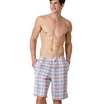 Jockey居可衣 2012春夏新品 男式全棉家居中裤 JJ15203110 614粉蓝橘色织格 XXL