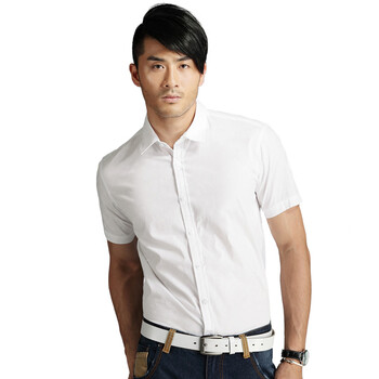 公子一派2012夏季新品纯色纯棉衬衫男短袖修身尖领衬衣CS-5112 白色 185/100A(54/XXL)