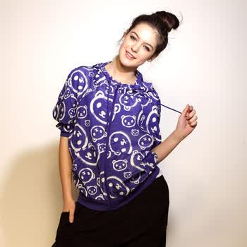 Giordano佐丹奴BSX 外套 女小熊印花连帽薄外套 04372005 紫色 XL