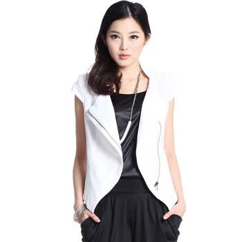 TACERA默语 2012夏季新款女马甲 修身短马甲 侧拉链女士时尚马甲 黑色 L