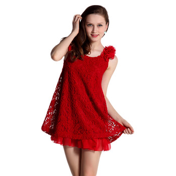 简图JOYTO 夏季新款结婚礼服红色连衣裙JF101106 红色 XXL