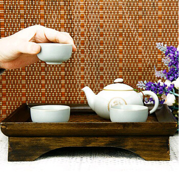 品茶忆友 竹制茶盘四方日式干泡台茶道用具