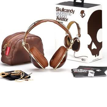 Skullcandy Aviator 金色骷髅头耳机