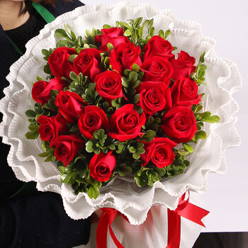 花之苑白玫瑰花束新年创意新婚结婚纪念日开业商务生日小礼物礼品鲜花