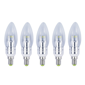 VNC LED蜡烛灯 LED灯泡小螺口水晶灯 拉尾尖泡3W超亮 5支装E14Z360 尖泡暖白光5支装