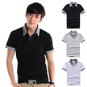 名鳄男式polo领横条半袖T恤 -粉红2XL-2822小